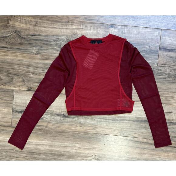 Jordan Tops - Jordan x Teyana Taylor Women's Mesh Layered Cropped Long-Sleeve Top